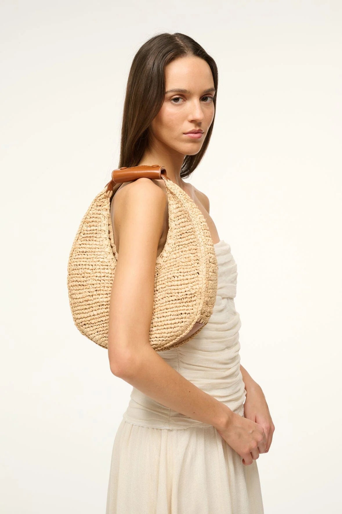 Large Raffia Moon Tote Natural/Tan