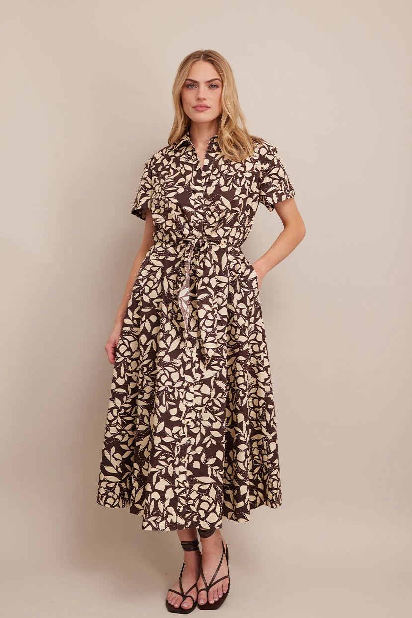 Ashbury Midi Dress - Mosiac Flora Soil