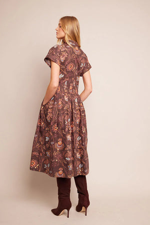 Nash Midi Dress Brown Vint Blossom