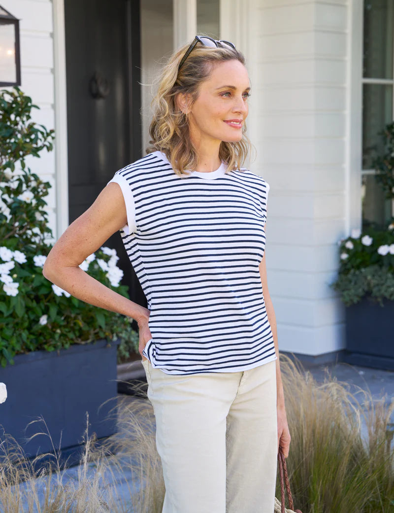 Aiden Muscle Tee White/Navy