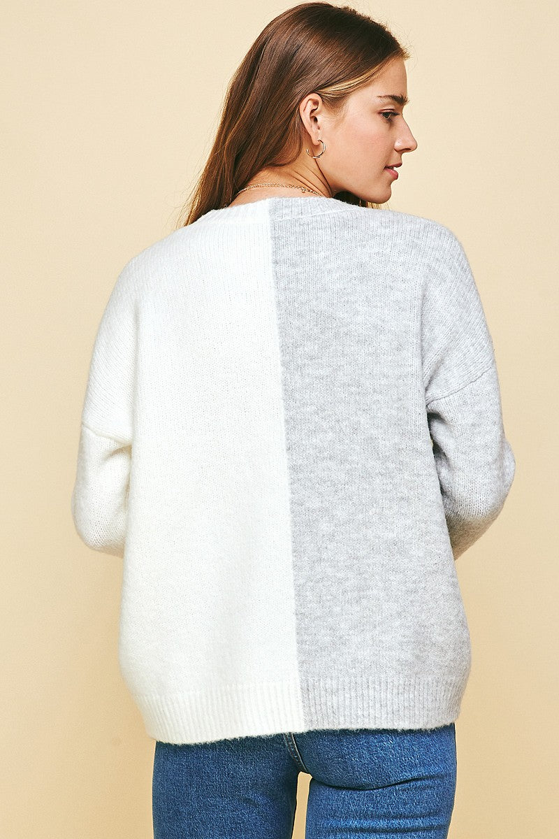 Ivory and Grey Sweater