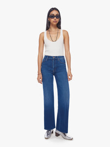 Stay groovy. This iconic high-waisted wide leg fit has a button fly, 31-inch inseam and clean hem. Cut from a recycled denim blend with a touch of stretch, Groovy is a dark-blue wash with super subtle fading.