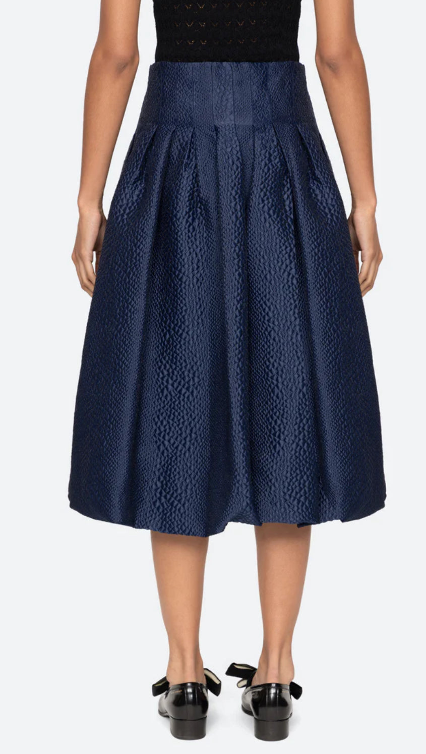 Fayetta Embossed Bubble Skirt Navy