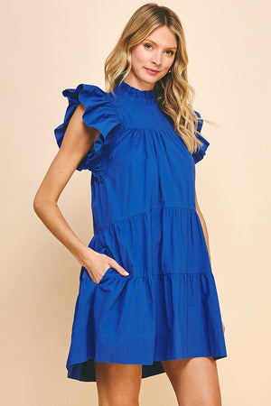 SS Tiered Mini Dress Blue