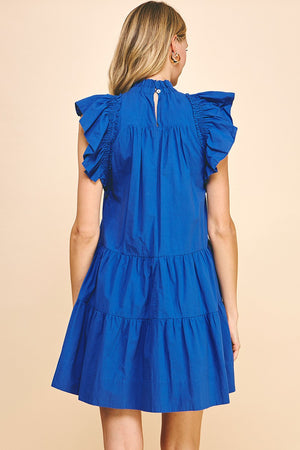SS Tiered Mini Dress Blue