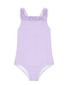 Girls Lavender Micro Stripe One Piece