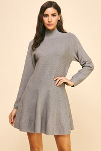 Mock Neck Sweater Dress Grey