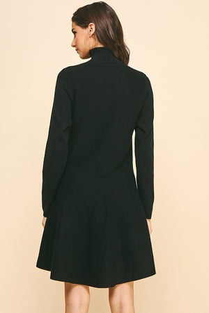 Mock Neck Sweater Dress Black