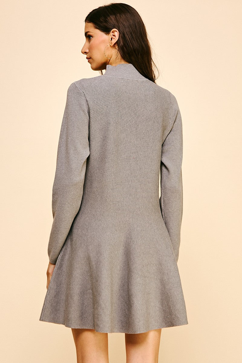 Mock Neck Sweater Dress Grey