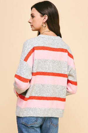 Color Block Pullover Sweater Grey Multi