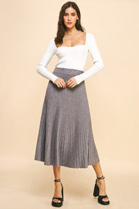 Flared Sweater Midi Skirt Charcoal