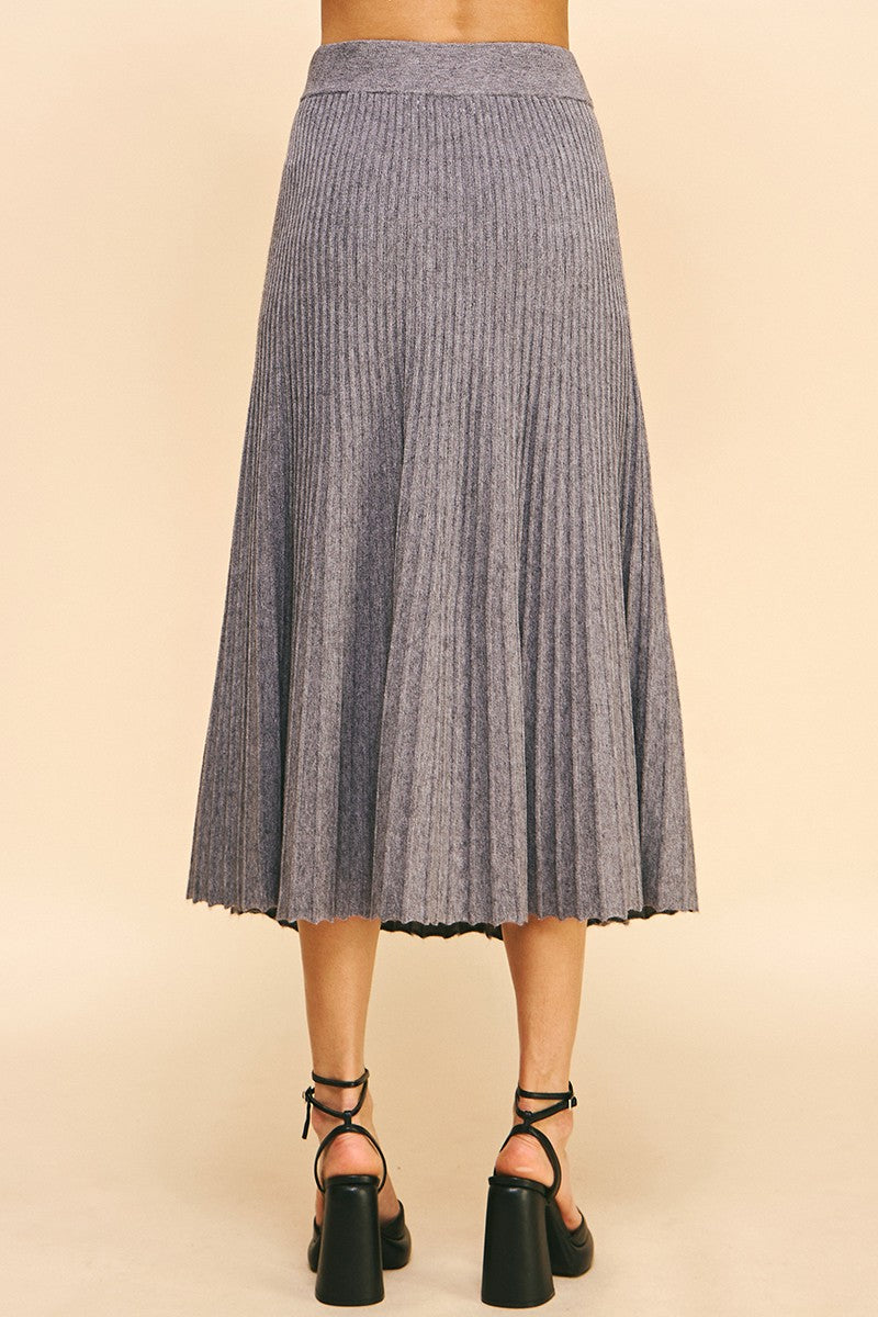 Flared Sweater Midi Skirt Charcoal