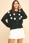 Floral Embroidered Cardigan Black