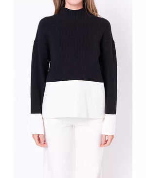 High Collar Sweater Black/Ivory