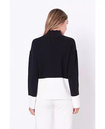 High Collar Sweater Black/Ivory