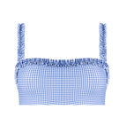 Blue Micro Gingham Bandeau Bikini Top