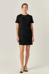 Bow Detailed Mini Dress Black