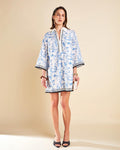 Tunic Dress with Trim Detail Blue/White