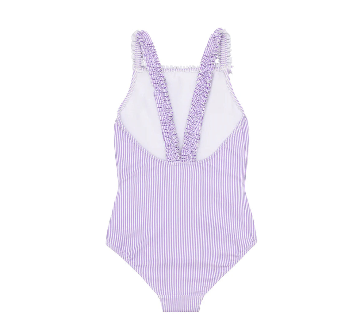 Girls Lavender Micro Stripe One Piece