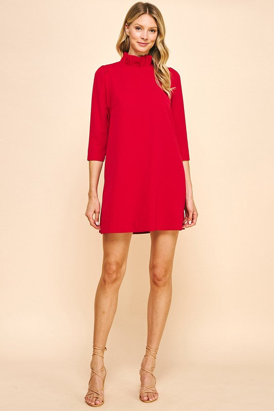 Back Neck Tied Mini Dress Red