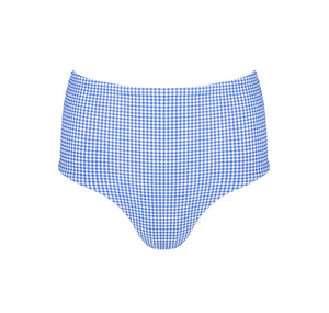 Blue Micro Gingham High Waist Bikini Bottom