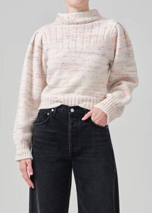 Claudia Turtleneck Puff Sleeve Confetti Marl