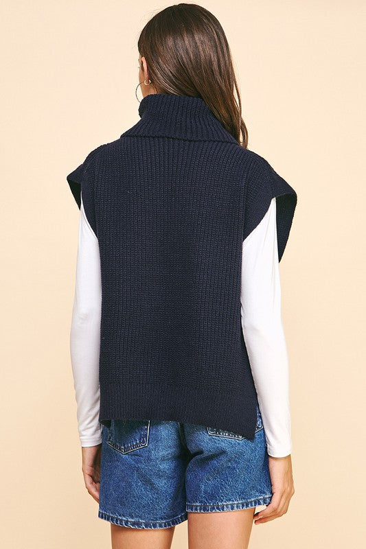 Side Tie Sweater Vest Navy