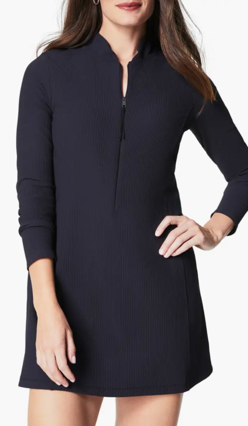 Booty Boost Ribbed Half Zip Dress