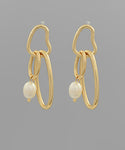 Pearl Dangle & Linked Metal Earrings