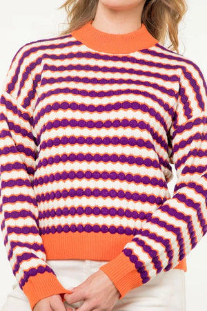 Knit Pattern Sweater Orange/Purple