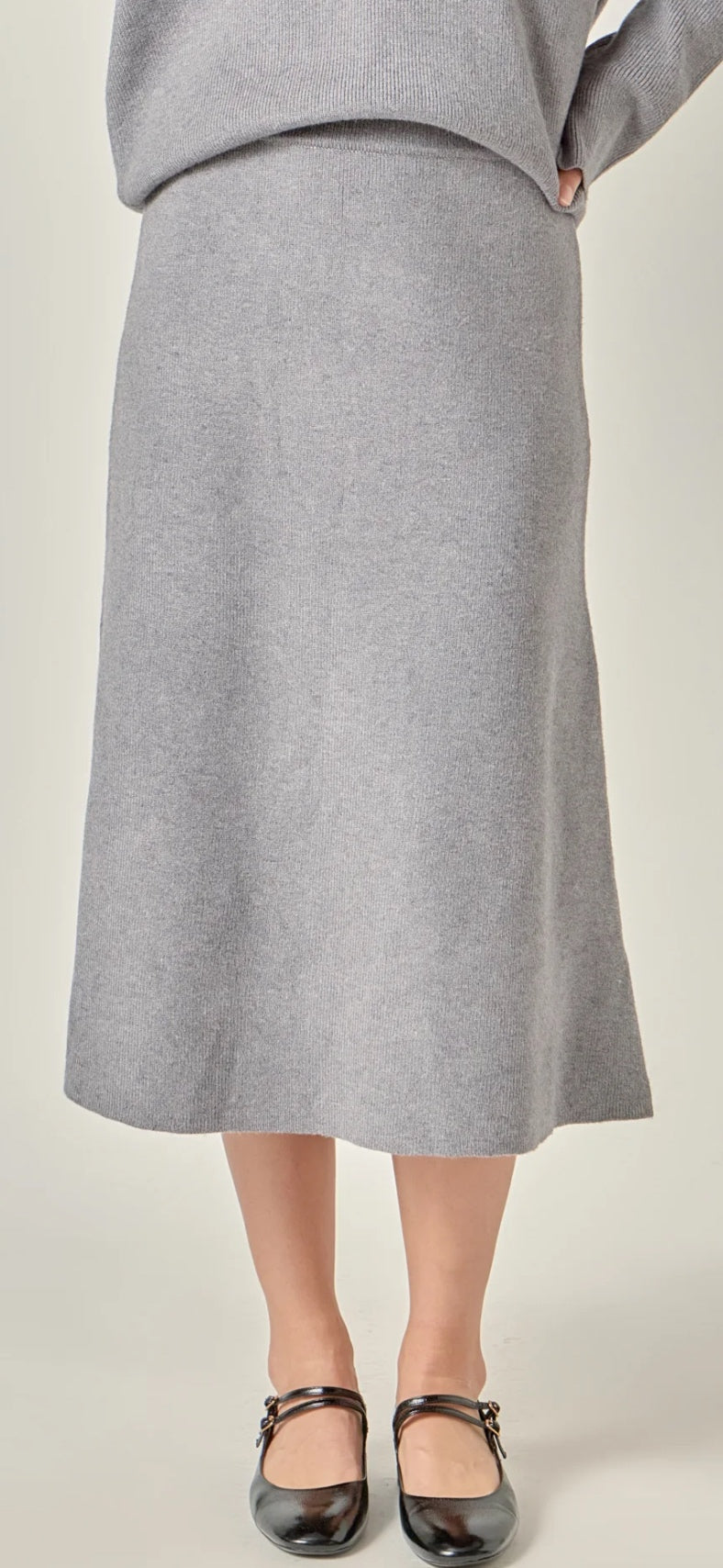 Midi Knit Skirt Grey