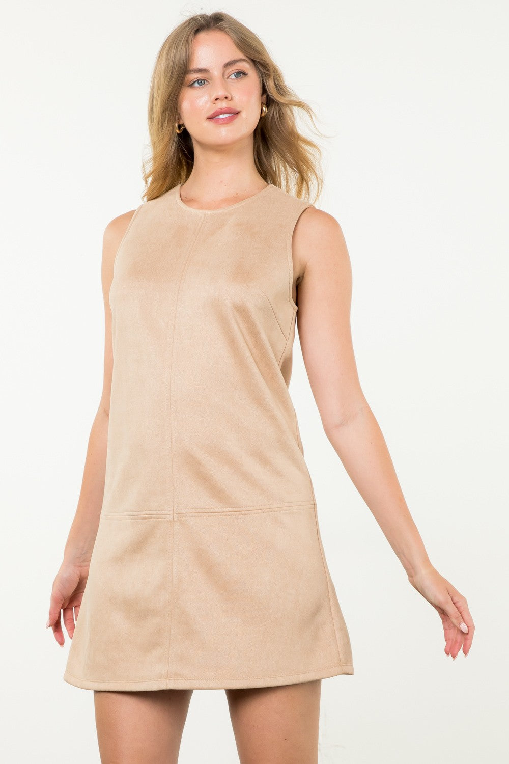 Suede Tank Dress - Beige