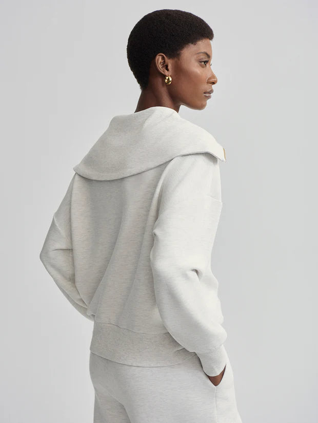 Catherine Half Zip Sweat - Ivory Marl