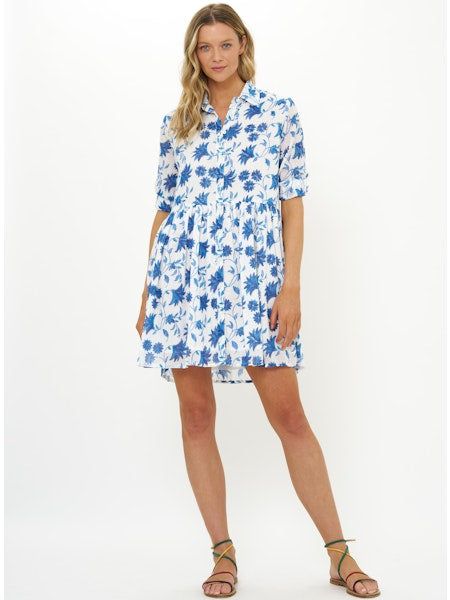 Long Sleeve Mini Shirt Dress Marion Blue