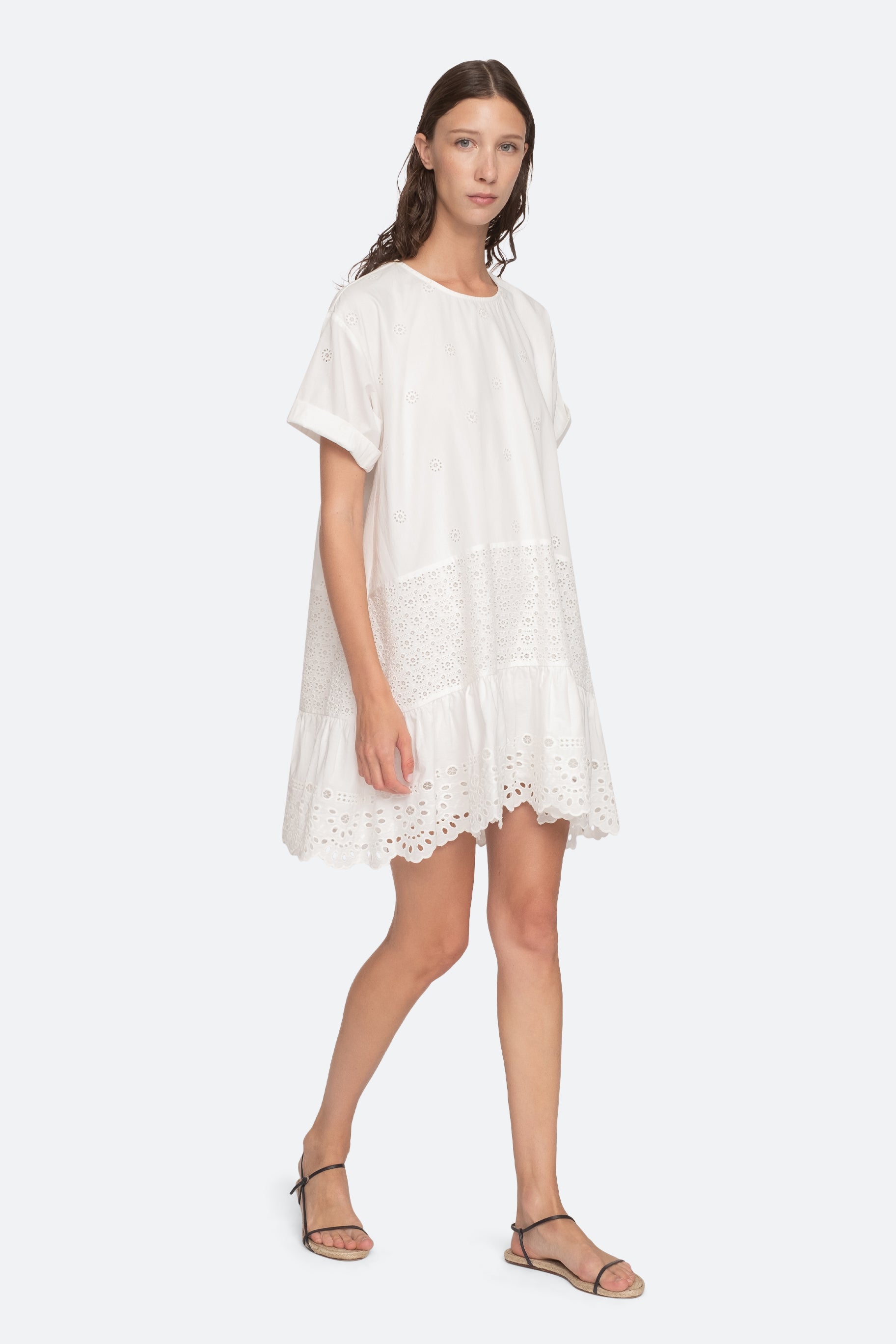 Elysse Embroidery Tunic Dress White