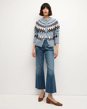 Christina Fair Isle Cardigan Smoke Blue