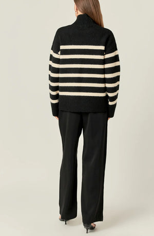 Stripe Turtleneck Knit Black/Cream