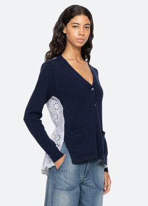 Lennon Embroidery Cardigan Navy