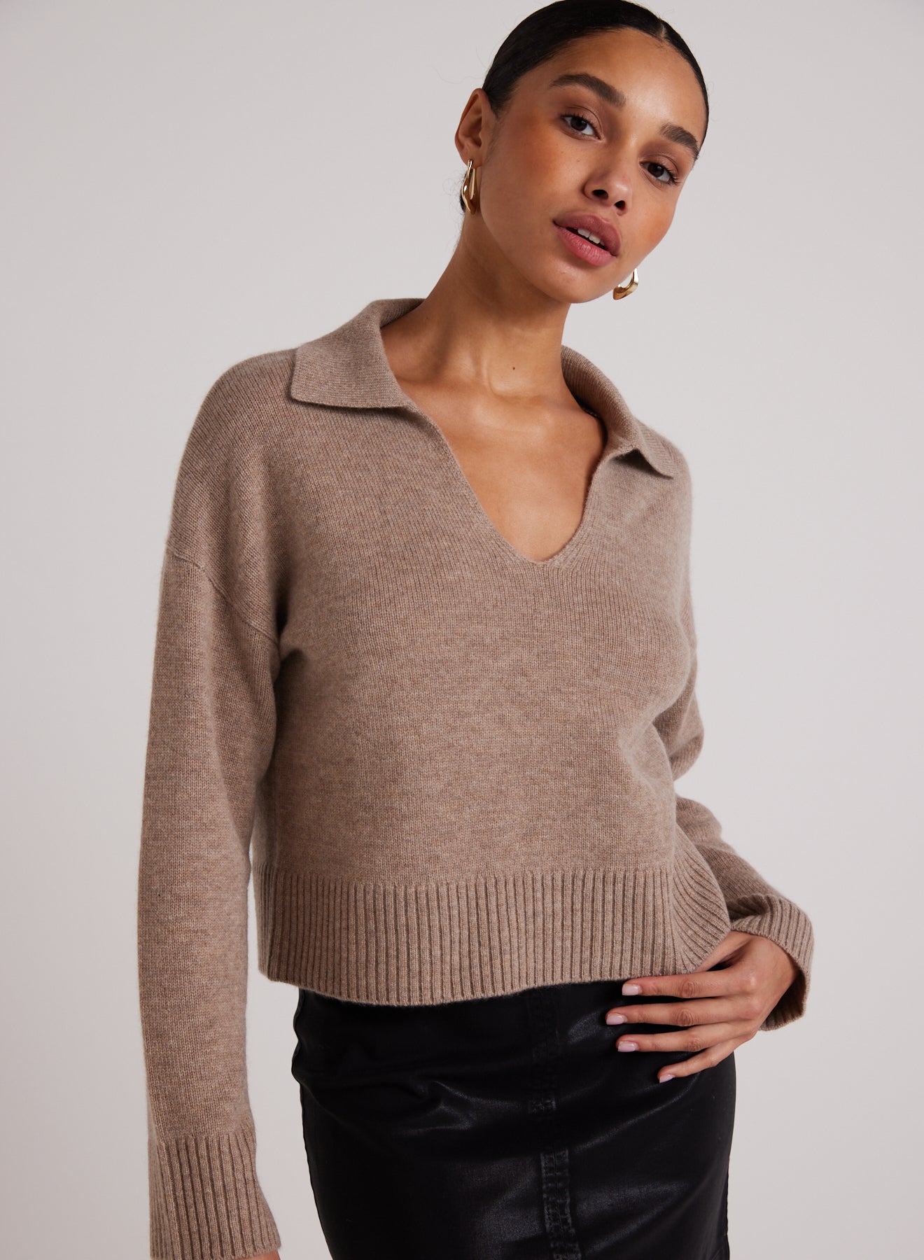 Pullover Collared Sweater Heather Fawn