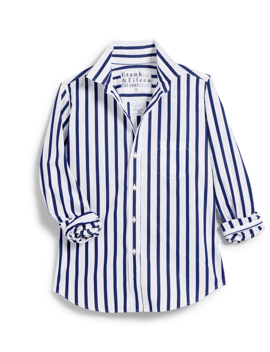 Barry Button Up Wide Navy Stripe