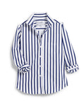 Barry Button Up Wide Navy Stripe