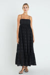 Embroidered Sleeveless Maxi Dress Black