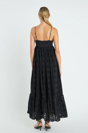 Embroidered Sleeveless Maxi Dress Black