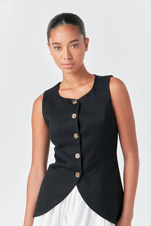 Linen Waistcoat Black