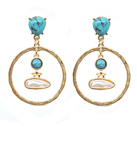 Turquoise Gold Pearl Circle