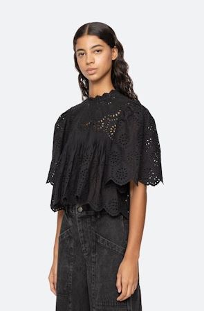 Lainey Embroidery Top Black