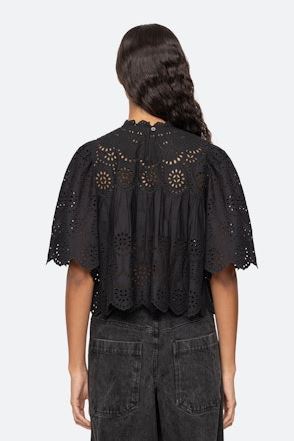 Lainey Embroidery Top Black