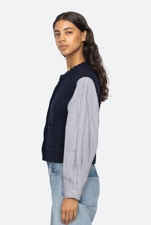 Caleb Cable Knit Sweater Navy