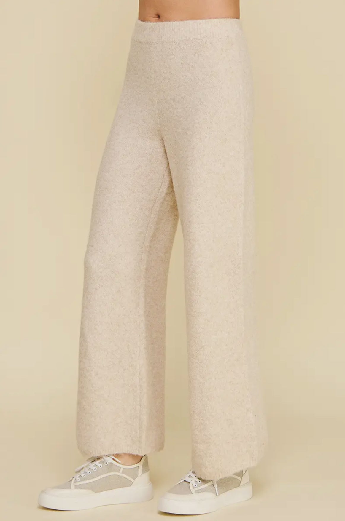Knit Sweater Wide Leg Pants Oatmeal