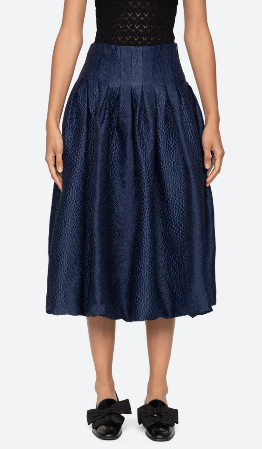 Fayetta Embossed Bubble Skirt Navy